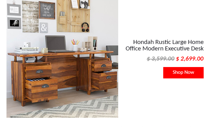 Eden Two-Tone 77 Inch Blue Solid Wood Home Office Executive Desk.