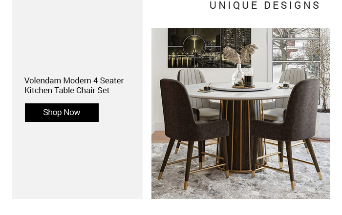UNIQUE DESIGNS Volendam Modern 4 Seater Kitchen Table Chair Set S 
