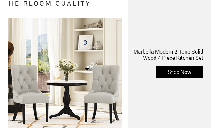 HEIRLOOM QUALITY Marbella Modern 2 Tone Solid Wood 4 Piece Kitchen Set S 