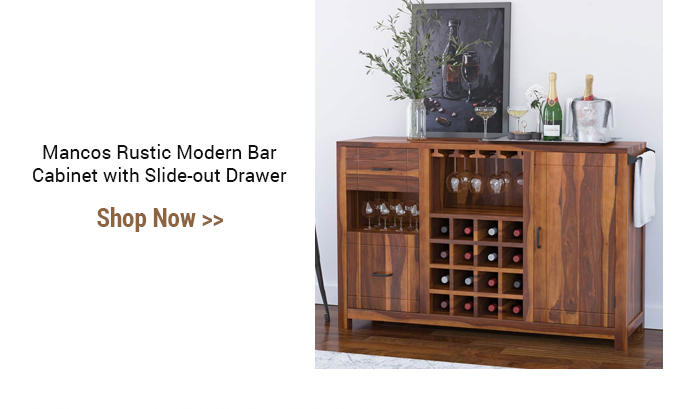 Mancos Rustic Modern Bar Cabinet with Slide-out Drawer Shop Now 