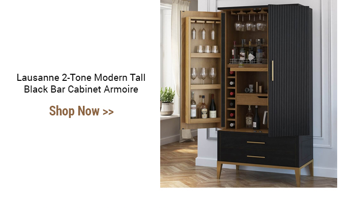 Lausanne 2-Tone Modern Tall Black Bar Cabinet Armoire Shop Now 