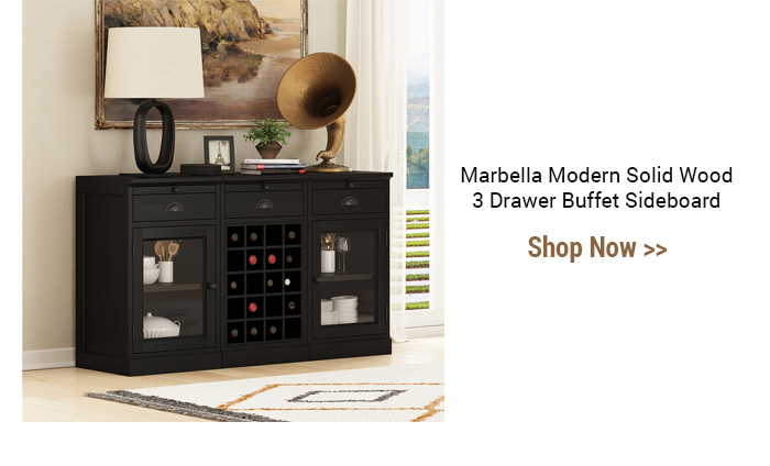 Marbella Modern Solid Wood 3 Drawer Buffet Sideboard Shop Now 