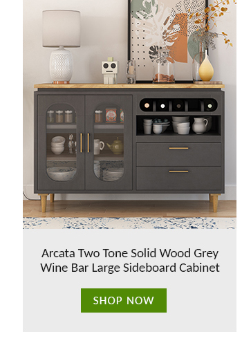  Arcata Two Tone Solid Wood Grey Wine Bar Large Sideboard Cabinet SHOP NOW 