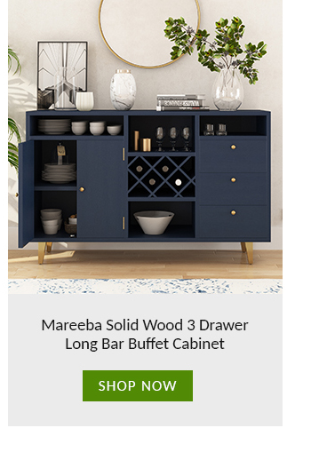  Mareeba Solid Wood 3 Drawer Long Bar Buffet Cabinet SHOP NOW 