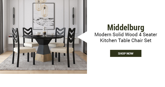 Middelburg Modern Solid Wood 4 Seater Kitchen Table Chair Set BT 