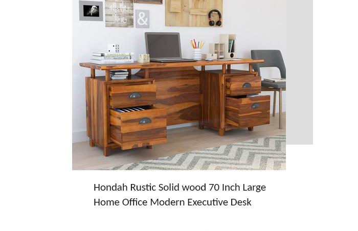 Hondah Rustic Solid wood 70 Inch Large Home Office Modern