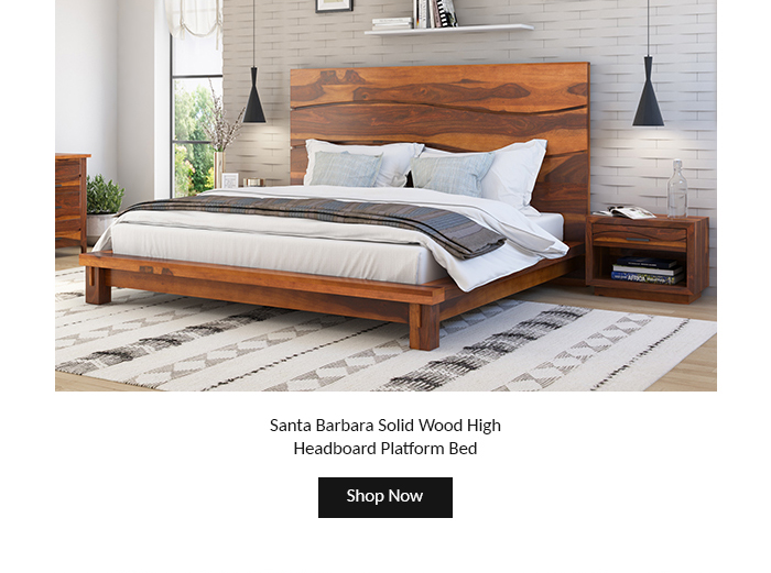  Santa Barbara Solid Wood High Headboard Platform Bed 