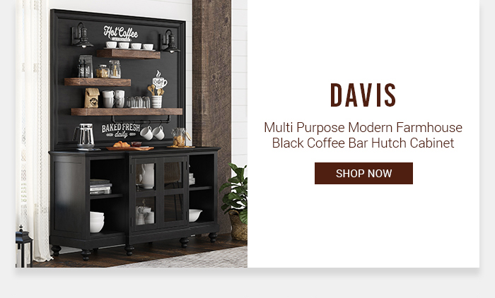 Greenock Solid Wood 2 Tone Coffee Bar Cabinet With Hutch