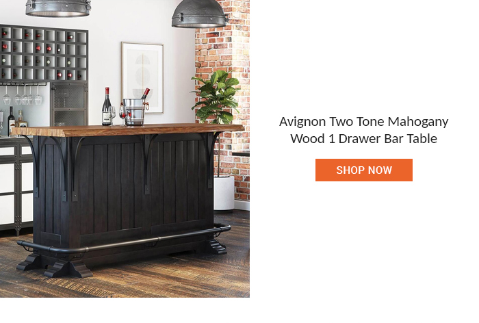 Avignon Two Tone Mahogany Wood 1 Drawer Bar Table.