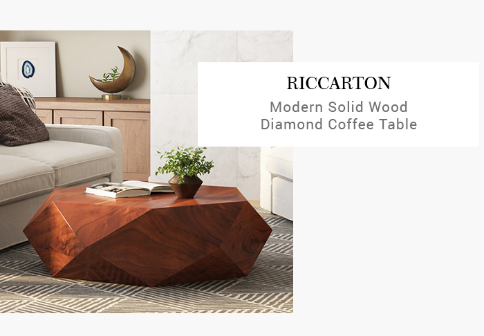  RICCARTON Modern Solid Wood Diamond Coffee Table 