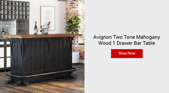 Avignon Two Tone Mahogany Wood 1 Drawer Bar Table.